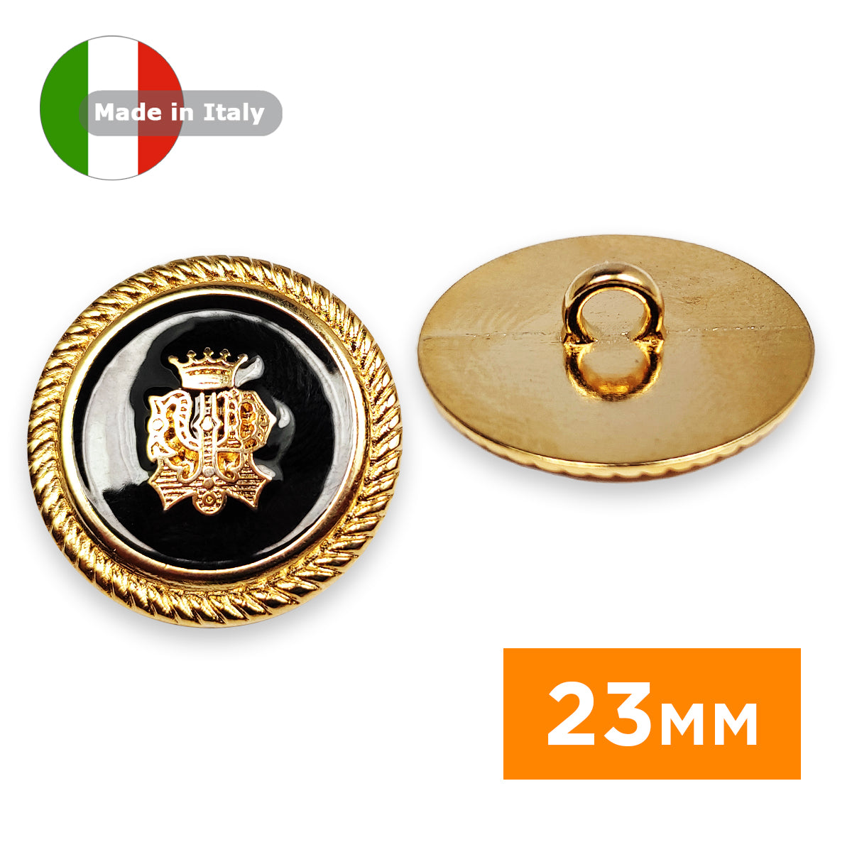 Boutons blazer en métal à pied 23mm (prix à la pièce) C