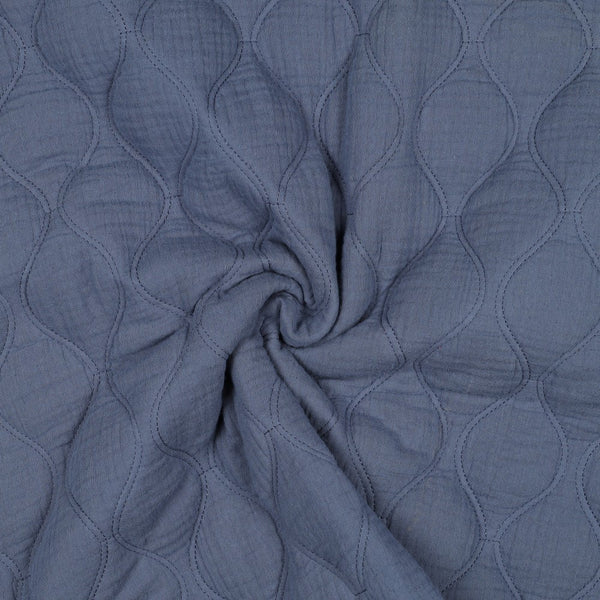 Double gaze matelassée bleu jeans certifié oeko-tex(prix pour 10cm)