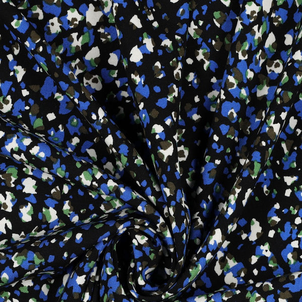 Viscose stretch - confettis tons bleus/vert (Prix pour 10cm)