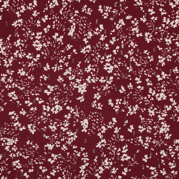 Coupon de 3m de viscose  mini flowers bordeaux avec lurex  (Prix pour le coupon)