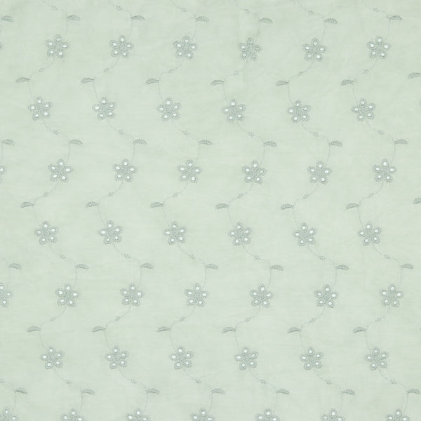 viscose brodée de fleurs - vert doux (prix pour 10cm)