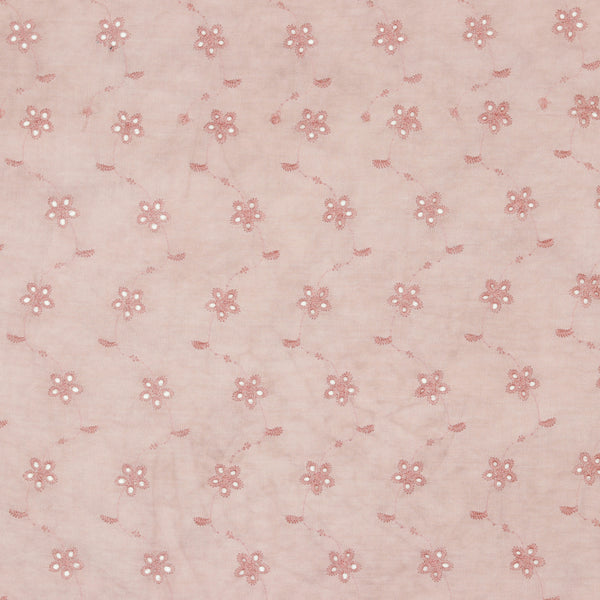 viscose brodée de fleurs - rose (prix pour 10cm)