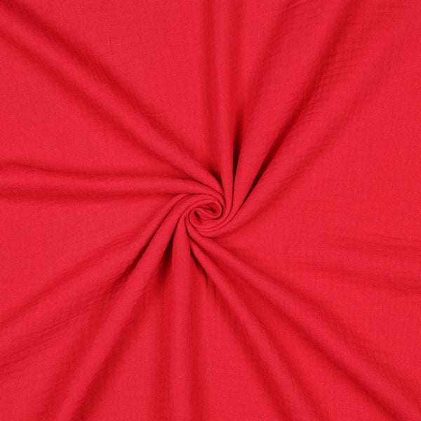 Double gaze unie rouge framboise certifiée oeko-tex (prix pour 10cm)