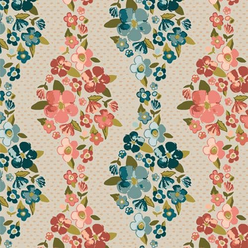 Superbe coupon 3m de popeline Art Gallery Fabrics - "Gloria guirlande fleurie" - 110cm de large