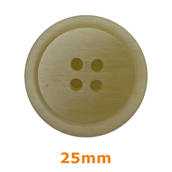 Boutons 4 trous rainuré 23mm - crème (prix à la pièce)