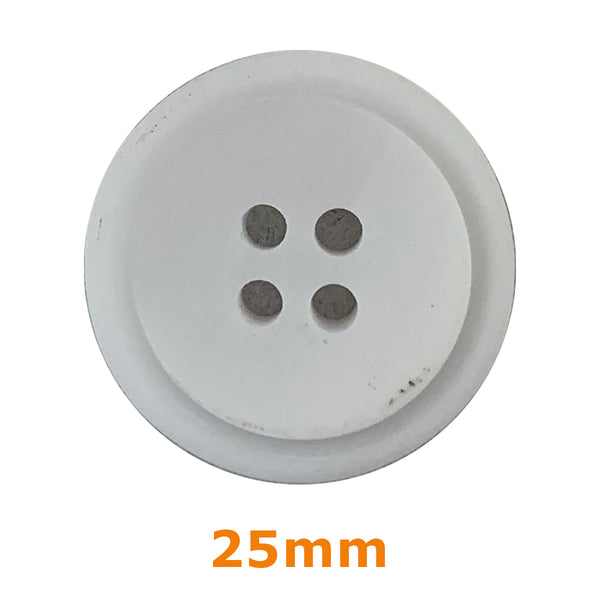 Boutons 4 trous rainuré 23mm - blanc (prix à la pièce)