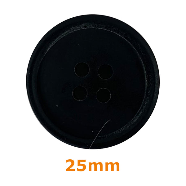 Boutons 4 trous rainuré 23mm - noir (prix à la pièce)