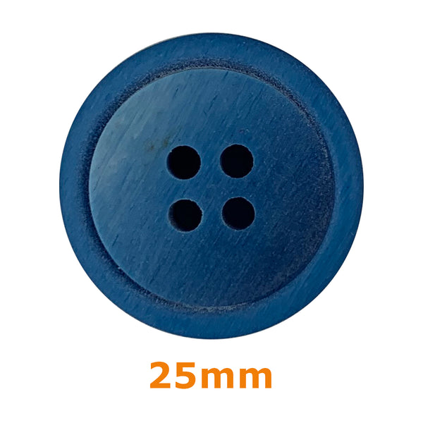 Boutons 4 trous rainuré 23mm - bleu (prix à la pièce)