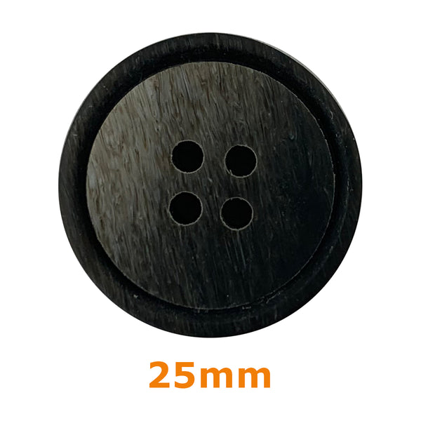 Boutons 4 trous rainuré 23mm - ébène (prix à la pièce)