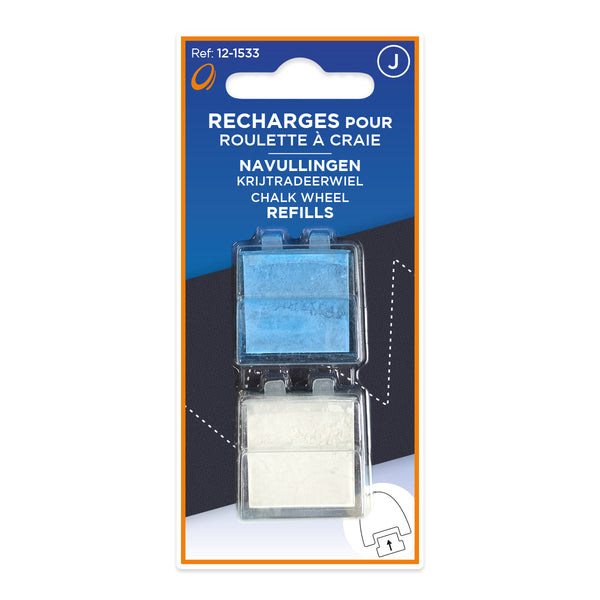 Recharge pour roulette à craie - bleue et blanche (prix pour le set de recharge)