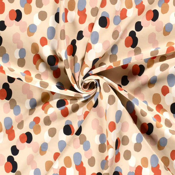 Twill de viscose Dots - fond beige (Prix pour 10cm)