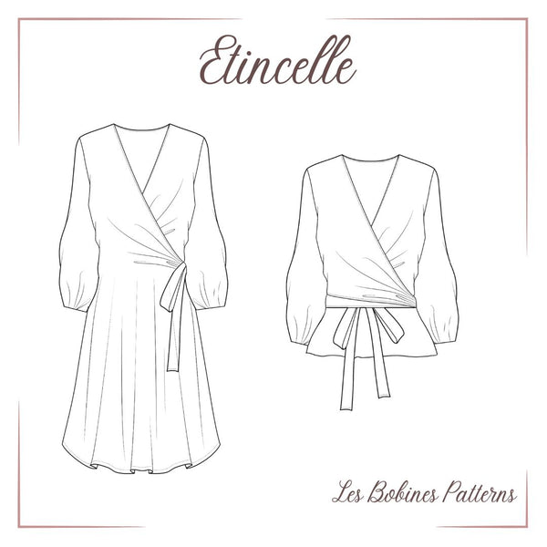 PDF - Patron digital de la robe et blouse Etincelle des Bobines Patterns du 34 au 56 (fr)