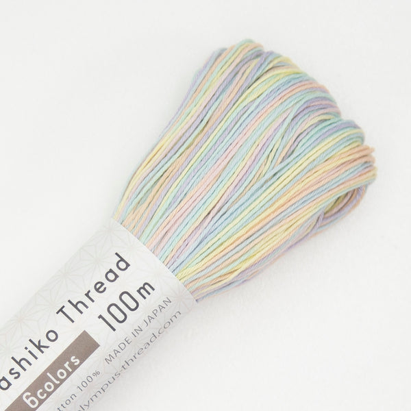 Fil sashiko de marque Olympus - multicolore pastel n°302 - 100m (prix à la pièce)