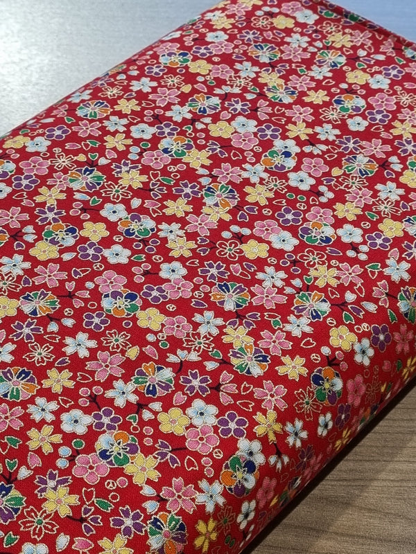 Tissu mini sakura rouge (prix pour 10cm)