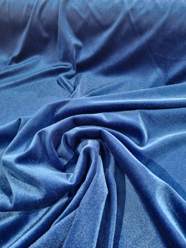 Jersey velours - bleu topaze (prix pour 10cm)