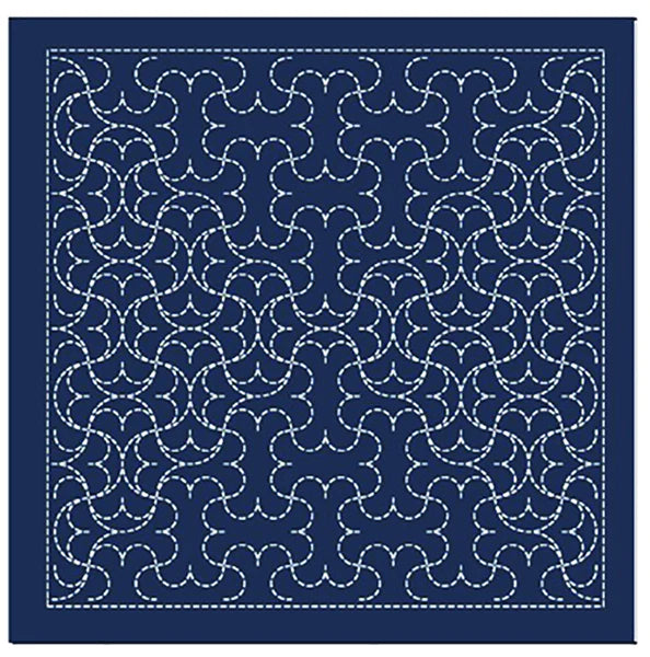 Toile Hana-Fukin Nagomi Hanmarutsunagi pour la réalisation de broderie Sashiko sur fond indigo  (prix pour le coupon de 33cmX33cm)