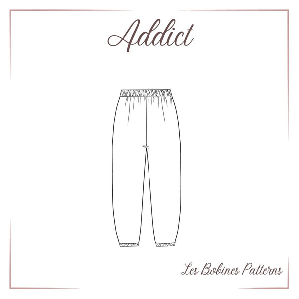 PDF - Patron digital du pantalon à taille élastiquée Addict des Bobines Patterns du 34 au 56 (fr)