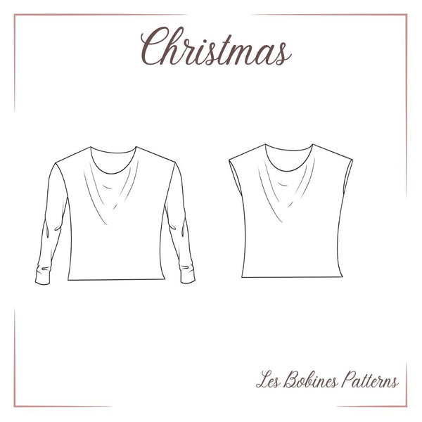 PDF - Patron digital de la blouse / top Christmas des Bobines Patterns du 34 au 56 (fr)