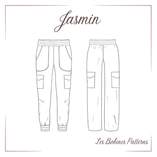 PDF - Patron digital du pantalon cargo Jasmin des Bobines Patterns du 34 au 56 (fr)