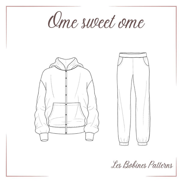 PDF - Patron digital du jogging / tenue cozy Ome Sweet Ome des Bobines Patterns du 34 au 56 (fr)