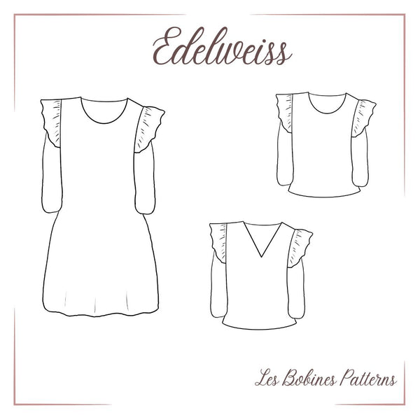 PDF - Patron digital de la robe et sweat shirt Edelweiss des Bobines Patterns du 34 au 56 (fr)