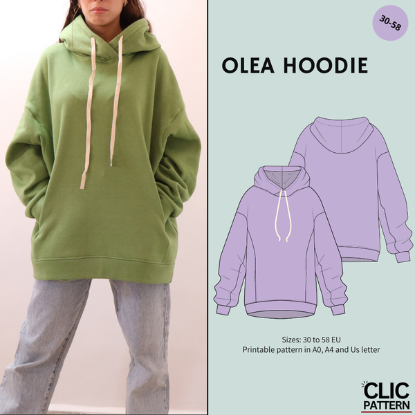 PDF - Patron digital du hoodie Olea de Clic Pattern du 30 au 58 (fr)