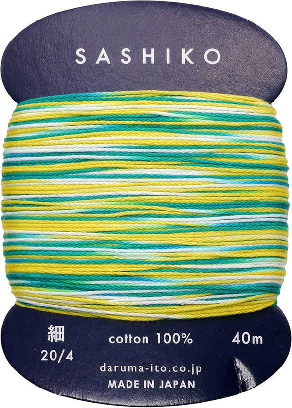 Fil sashiko de marque Daruma - Jaune et vert 402 - 40m (prix à la pièce)