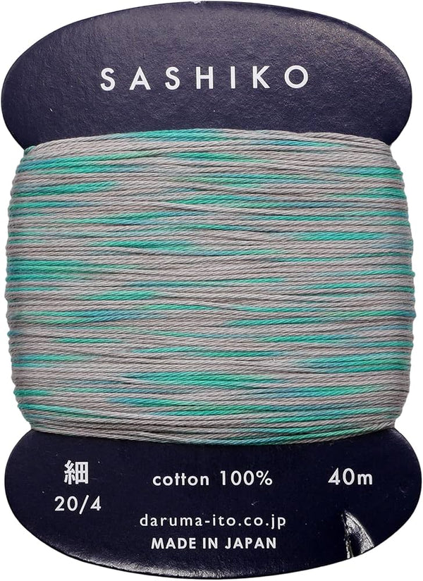 Fil sashiko de marque Daruma - Gris/vert doux 301 - 40m (prix à la pièce)