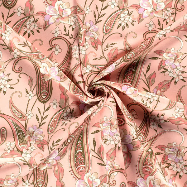 Twill de viscose Paisley - rose (Prix pour 10cm)