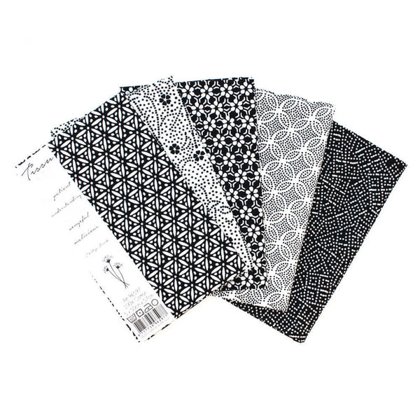 Lot de 5 Fat Quarter de couleurs coordonnées - 100% coton - noir et blanc  (prix pour le set)