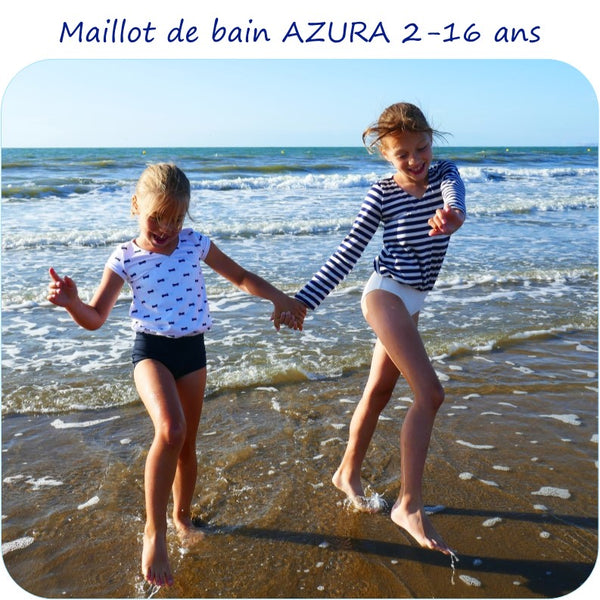 PDF - patron digital du maillot de bain une pièce Azura de Petits D'om de 2 à 16ans (Fr)