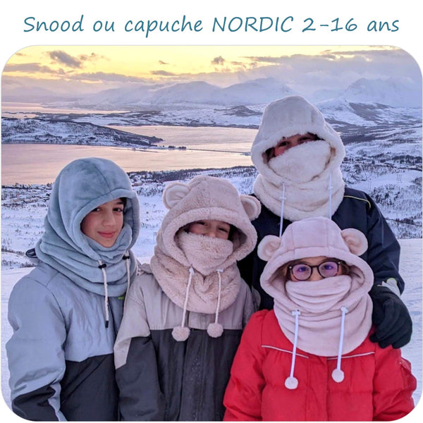 PDF - patron digital du snood et capuche Nordic de Petits D'om du 2 au 16ans (Fr)