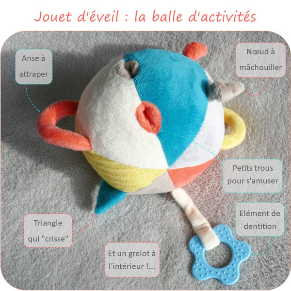 PDF - patron digital du jouet d'éveil: la balle d'activités de Petits D'om (Fr)