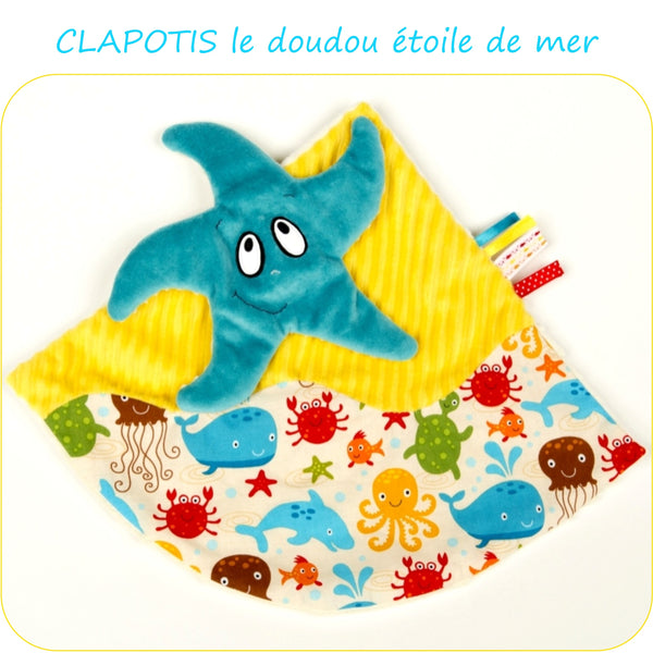 PDF - patron digital du doudou plat étoile de mer Clapotis de Petits D'om (Fr)