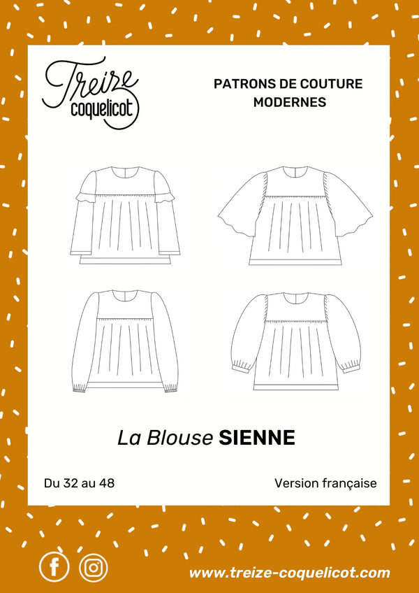 PDF - patron digital : la blouse Sienne du 32 au 48 de la marque 13 coquelicots (fr)