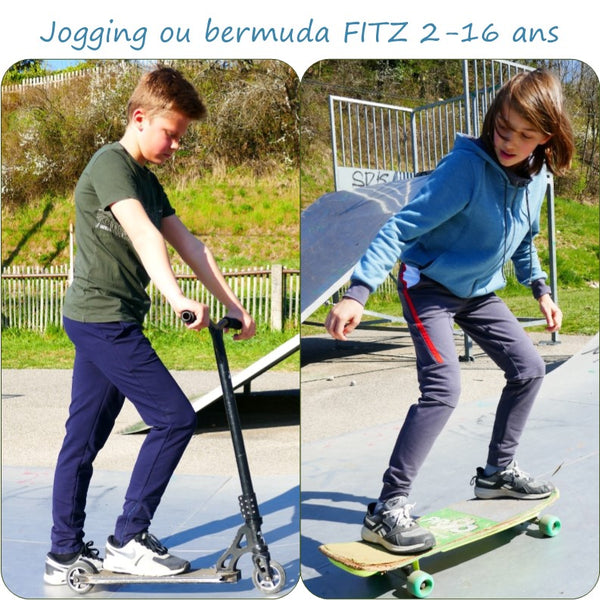 PDF - patron digital du jogging ou bermuda pour garçon Fitz de Petits D'om du 2 au 16ans (Fr)