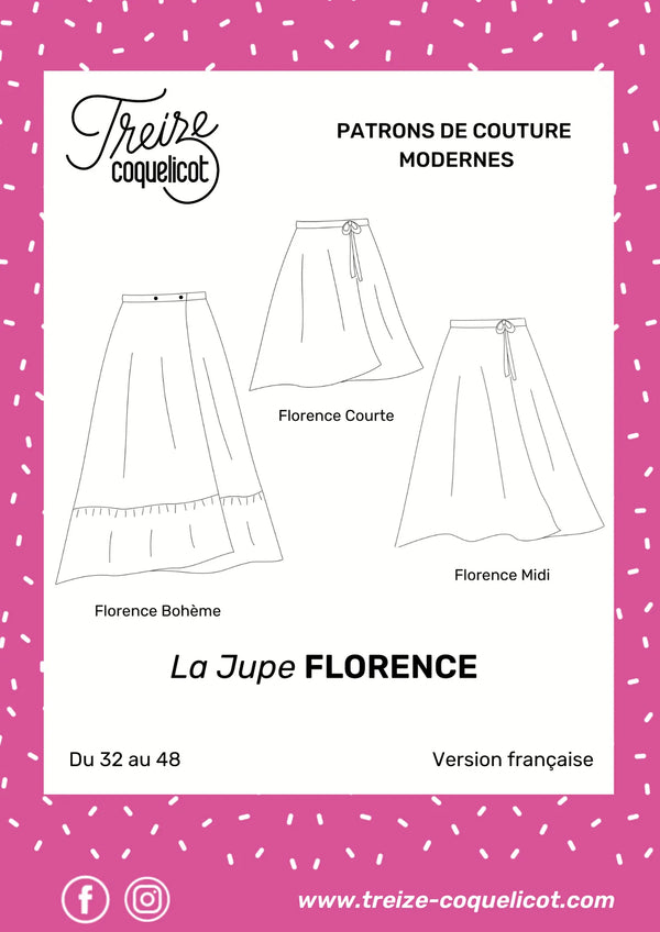 PDF - patron digital : la jupe Florence du 32 au 48 de la marque 13 coquelicots (fr)