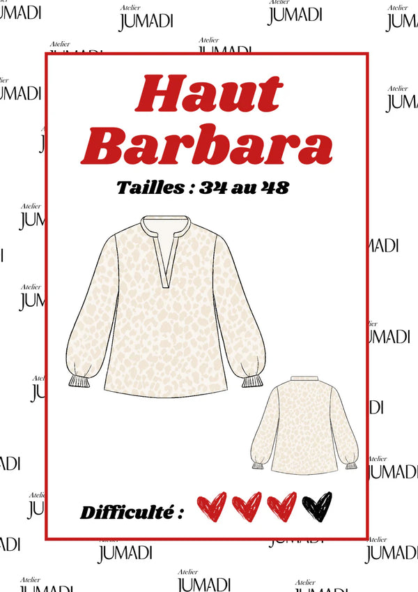 PDF - Patron digital de la blouse Barbara de Atelier Jumadi (34 à 48) - fr