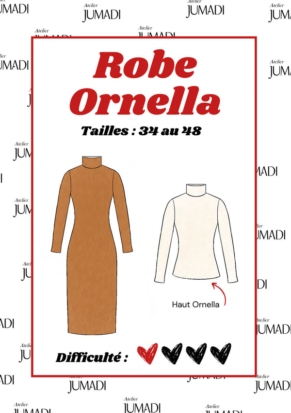 PDF - Patron digital de la robe Ornella de Atelier Jumadi (34 à 48) - fr