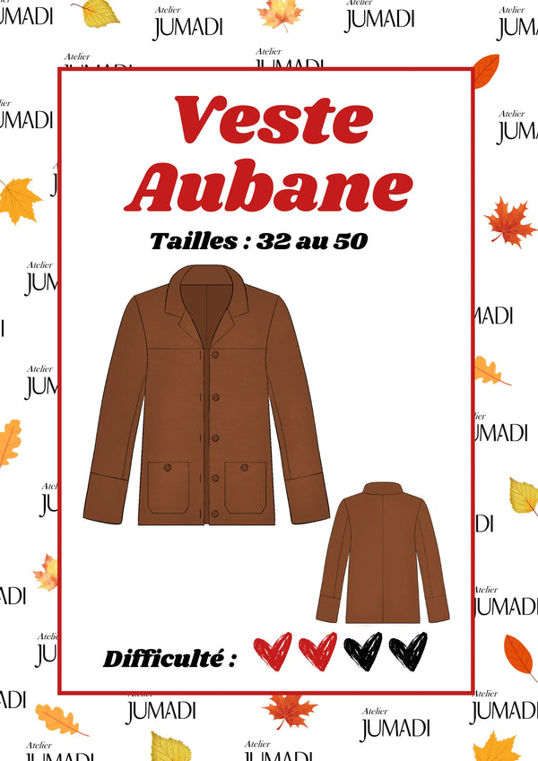 PDF - Patron digital de la veste Aubane de Atelier Jumadi (32 à 50) - fr