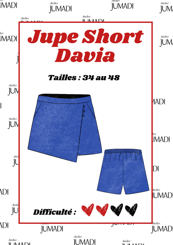 PDF - Patron digital du jupe short Davia de Atelier Jumadi (34 à 48) - fr