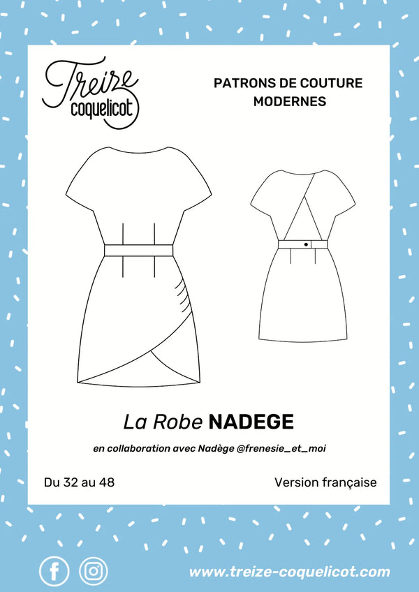 PDF - patron digital : la robe Nadège du 32 au 48 de la marque 13 coquelicots (fr)