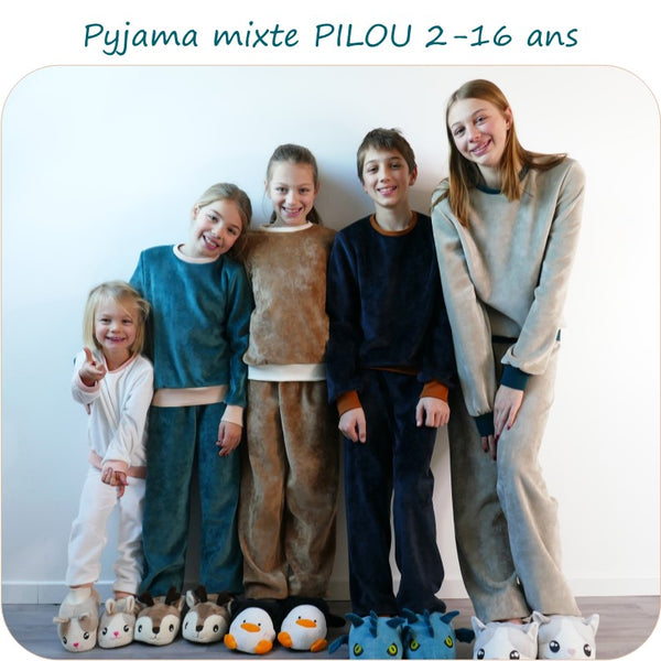 PDF - patron digital du pyjama mixte Pilou de Petits D'om de 2 à 16ans (Fr)