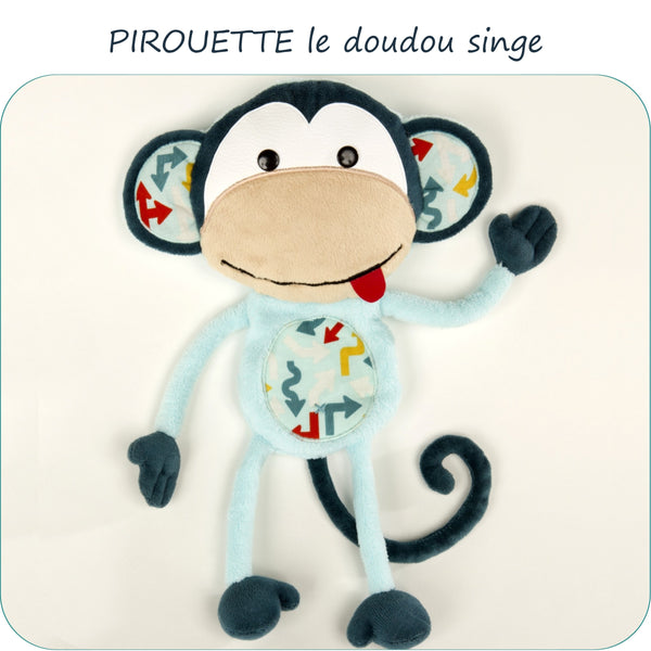 PDF - patron digital de la peluche / doudou singe Pirouette de Petits D'om (Fr)