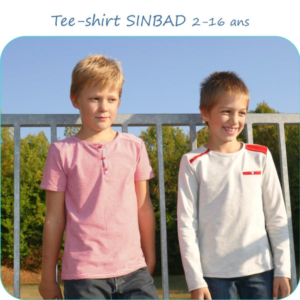 PDF - patron digital du tee-shirt pour garçons Sinbad de Petits D'om du 2 au 16ans (Fr)