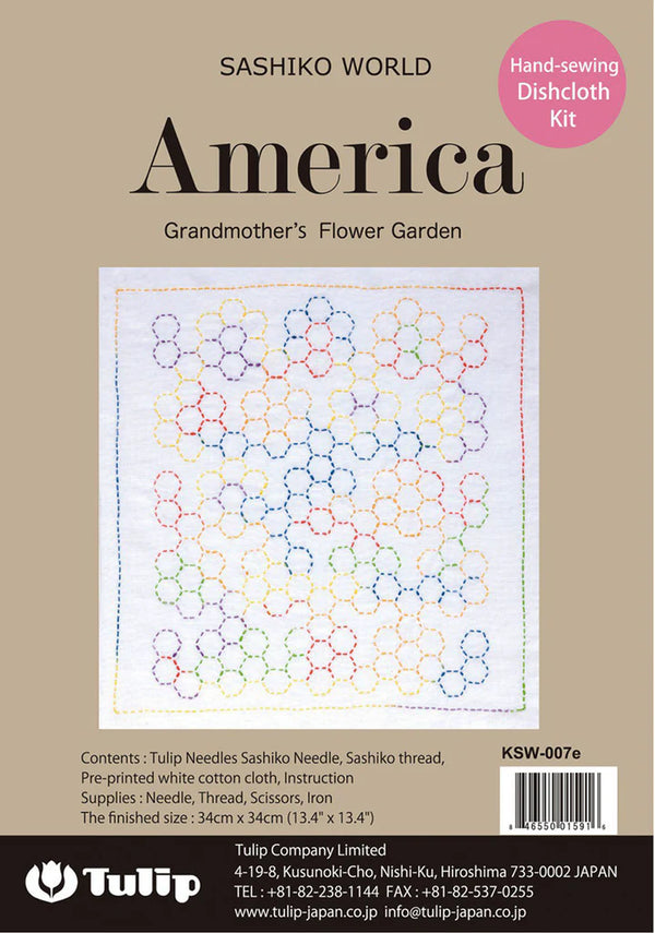 Set Hana-Fukin "America Grandmother's flower garden" pour la réalisation de broderie Sashiko (prix pour le set)