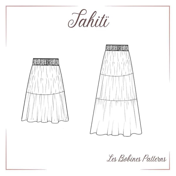 PDF - Patron digital de la jupe Tahiti des Bobines Patterns du 34 au 56 (fr)