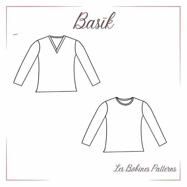 PDF - Patron digital du tee-shirt Basïk des Bobines Patterns du 34 au 56 (fr)