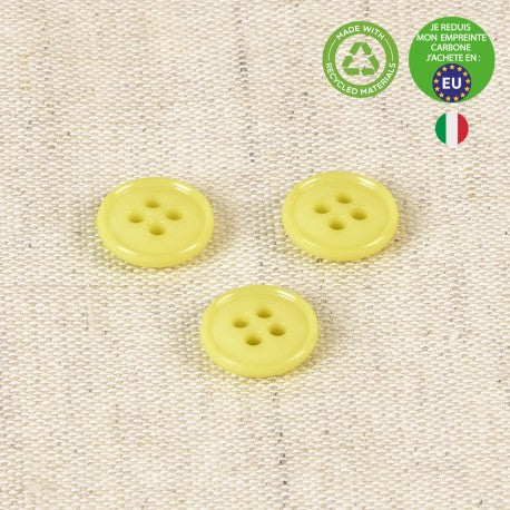 Boutons en nylon recyclé 11mm vert jaune / bourgeon (prix à la pièce)