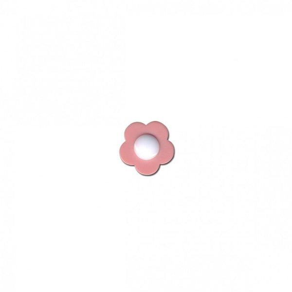 Boutons fleur naïve 14mm -  rose bonbon coeur blanc (prix à la pièce)